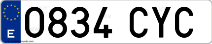 Ejemplo de matrícula de coche ordinaria 0834 CYC