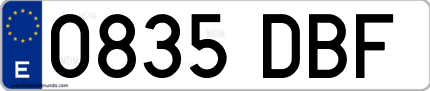 Ejemplo de matrícula de coche ordinaria 0835 DBF