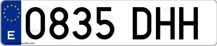 Ejemplo de matrícula española 0835 DHH