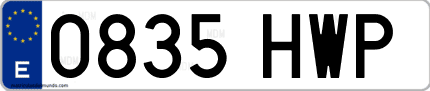 Ejemplo de matrícula de coche ordinaria 0835 HWP