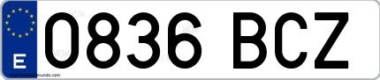 Ejemplo de matrícula española 0836 BCZ