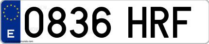 Ejemplo de matrícula de coche ordinaria 0836 HRF