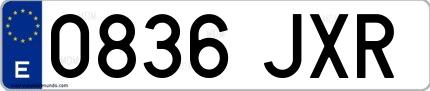Ejemplo de matrícula española 0836 JXR