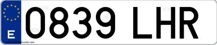 Ejemplo de matrícula española 0839 LHR