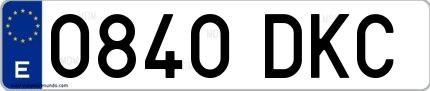 Ejemplo de matrícula española 0840 DKC