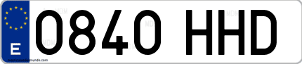 Ejemplo de matrícula de coche ordinaria 0840 HHD