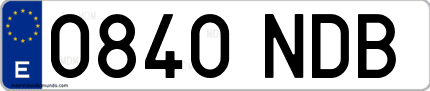 Ejemplo de matrícula de coche ordinaria 0840 NDB