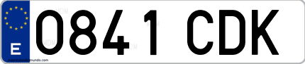 Ejemplo de matrícula de coche ordinaria 0841 CDK