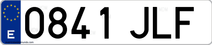 Ejemplo de matrícula de coche ordinaria 0841 JLF