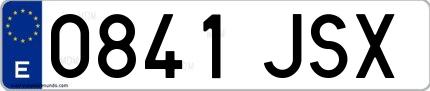 Ejemplo de matrícula española 0841 JSX
