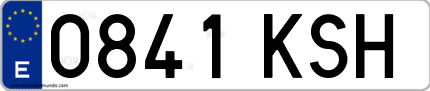 Ejemplo de matrícula de coche ordinaria 0841 KSH