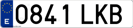 Ejemplo de matrícula de coche ordinaria 0841 LKB