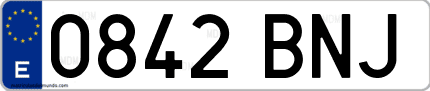 Ejemplo de matrícula de coche ordinaria 0842 BNJ