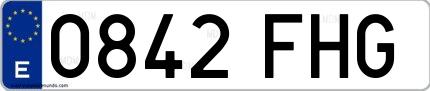 Ejemplo de matrícula española 0842 FHG