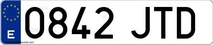 Ejemplo de matrícula española 0842 JTD