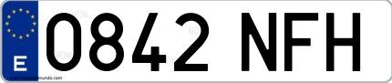 Ejemplo de matrícula española 0842 NFH