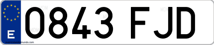 Ejemplo de matrícula de coche ordinaria 0843 FJD