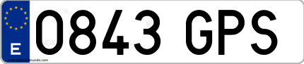 Ejemplo de matrícula de coche ordinaria 0843 GPS