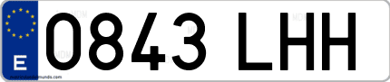 Ejemplo de matrícula de coche ordinaria 0843 LHH