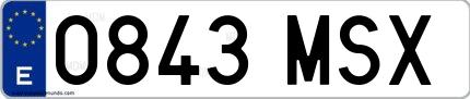 Ejemplo de matrícula española 0843 MSX