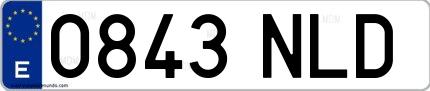 Ejemplo de matrícula española 0843 NLD