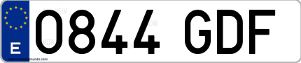 Ejemplo de matrícula de coche ordinaria 0844 GDF