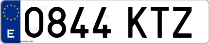 Ejemplo de matrícula de coche ordinaria 0844 KTZ