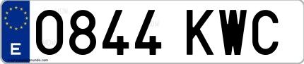Ejemplo de matrícula española 0844 KWC