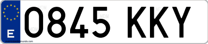 Ejemplo de matrícula de coche ordinaria 0845 KKY
