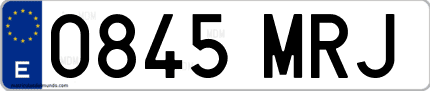 Ejemplo de matrícula de coche ordinaria 0845 MRJ