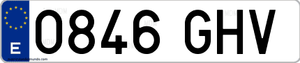 Ejemplo de matrícula de coche ordinaria 0846 GHV