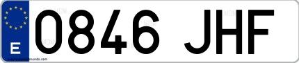 Ejemplo de matrícula española 0846 JHF