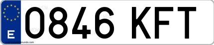 Ejemplo de matrícula española 0846 KFT