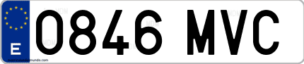 Ejemplo de matrícula de coche ordinaria 0846 MVC
