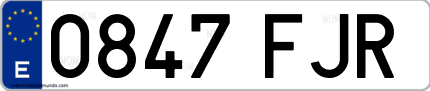 Ejemplo de matrícula de coche ordinaria 0847 FJR