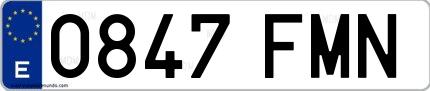 Ejemplo de matrícula española 0847 FMN