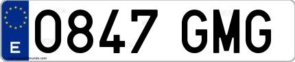 Ejemplo de matrícula española 0847 GMG