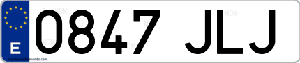 Ejemplo de matrícula de coche ordinaria 0847 JLJ