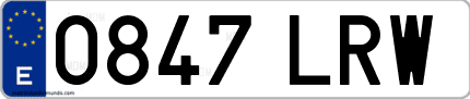 Ejemplo de matrícula de coche ordinaria 0847 LRW