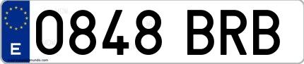 Ejemplo de matrícula española 0848 BRB