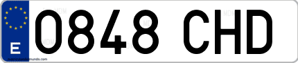 Ejemplo de matrícula de coche ordinaria 0848 CHD