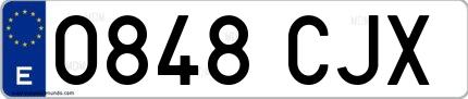 Ejemplo de matrícula española 0848 CJX