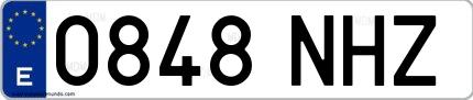 Ejemplo de matrícula española 0848 NHZ