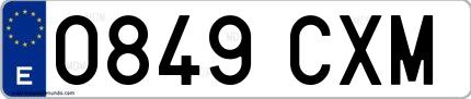 Ejemplo de matrícula española 0849 CXM