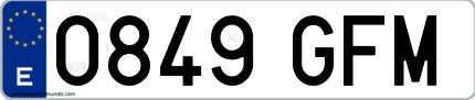 Ejemplo de matrícula de coche ordinaria 0849 GFM