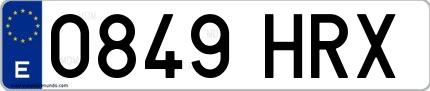 Ejemplo de matrícula española 0849 HRX