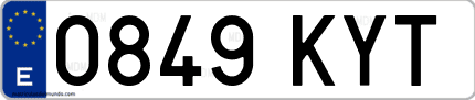 Ejemplo de matrícula de coche ordinaria 0849 KYT