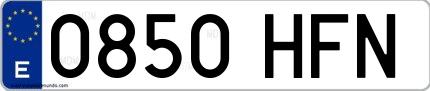 Ejemplo de matrícula española 0850 HFN