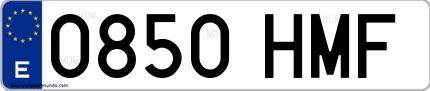 Ejemplo de matrícula española 0850 HMF