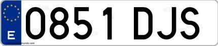 Ejemplo de matrícula de coche ordinaria 0851 DJS